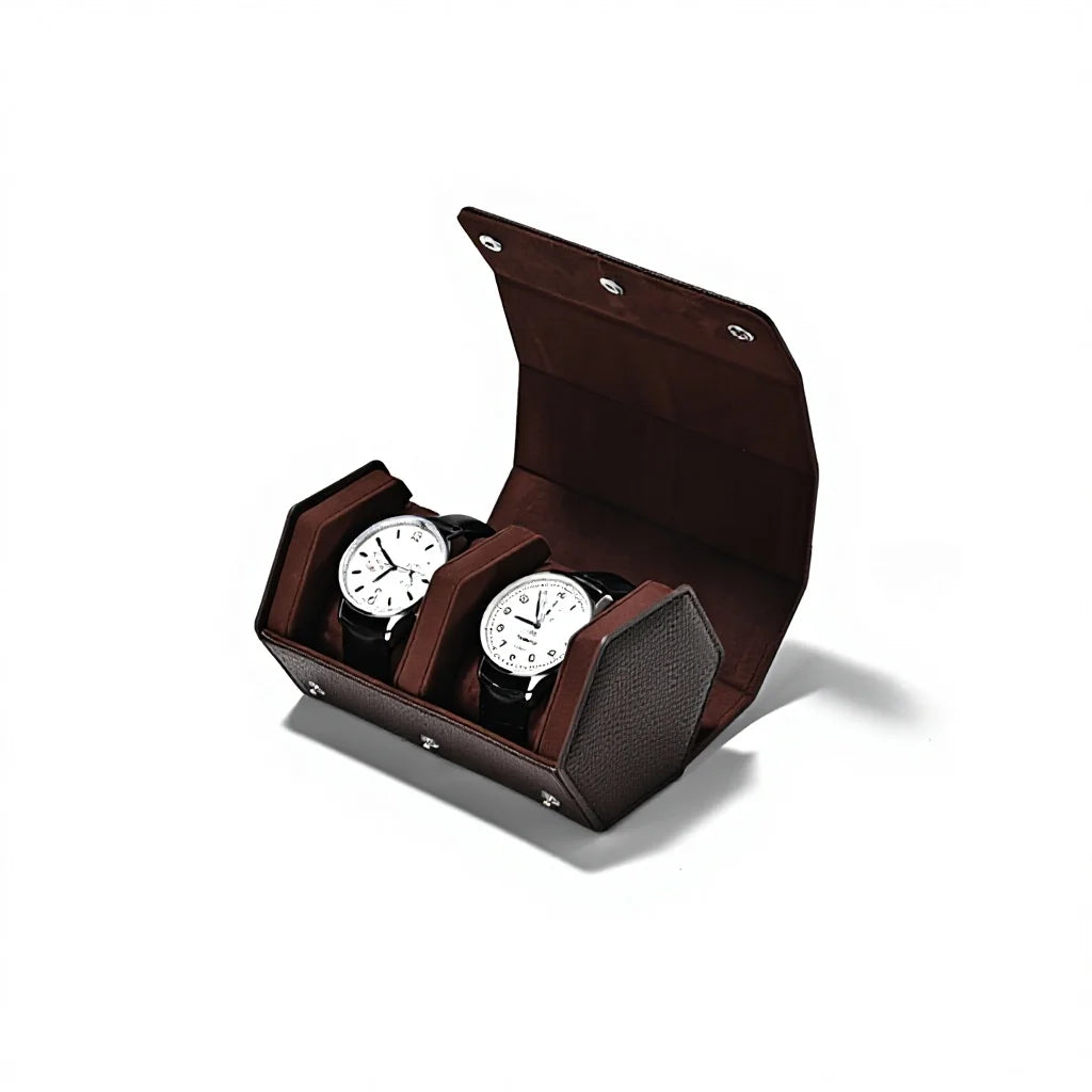 Étui Maxence 2 montres marron