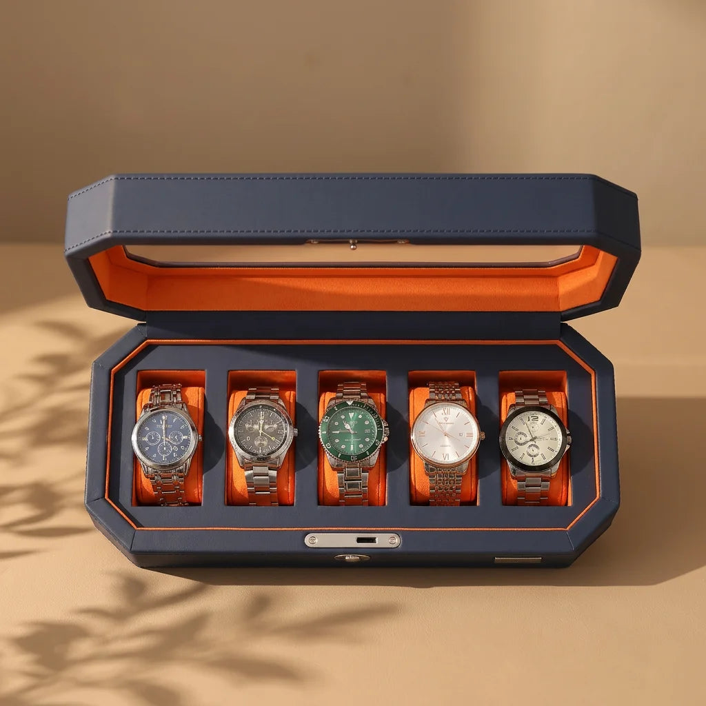 Boîte 5 montres GUSTAVE similicuir